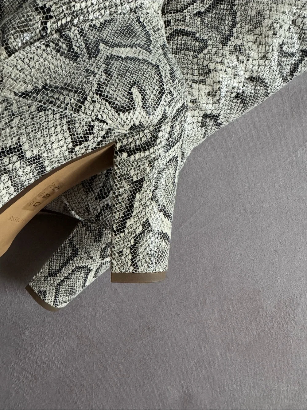 Express Snakeskin Knee Boots in Gray